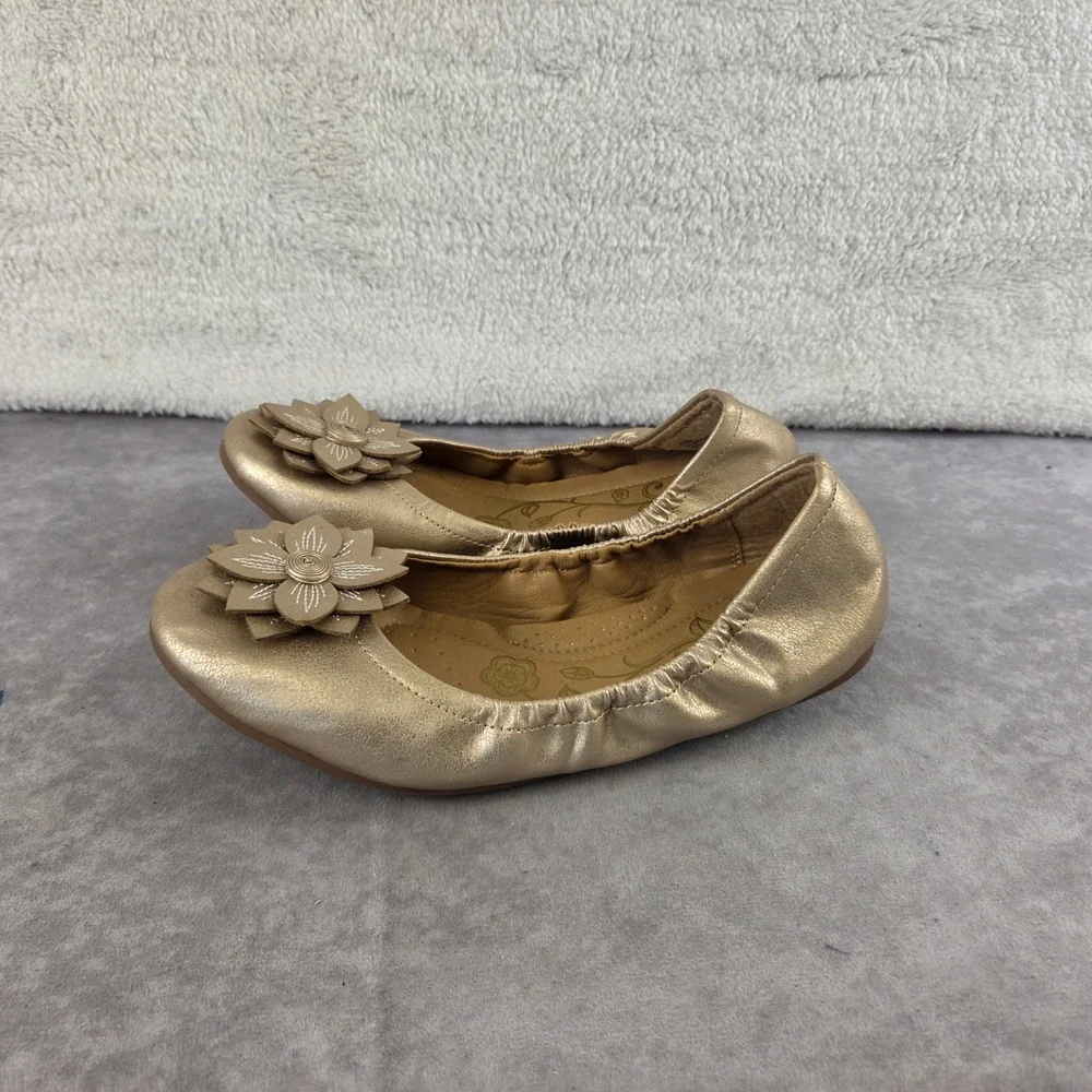 Mootsies Tootsies Cersa Gold Metallic Floral Ballet Flats Shoes Womens 7M